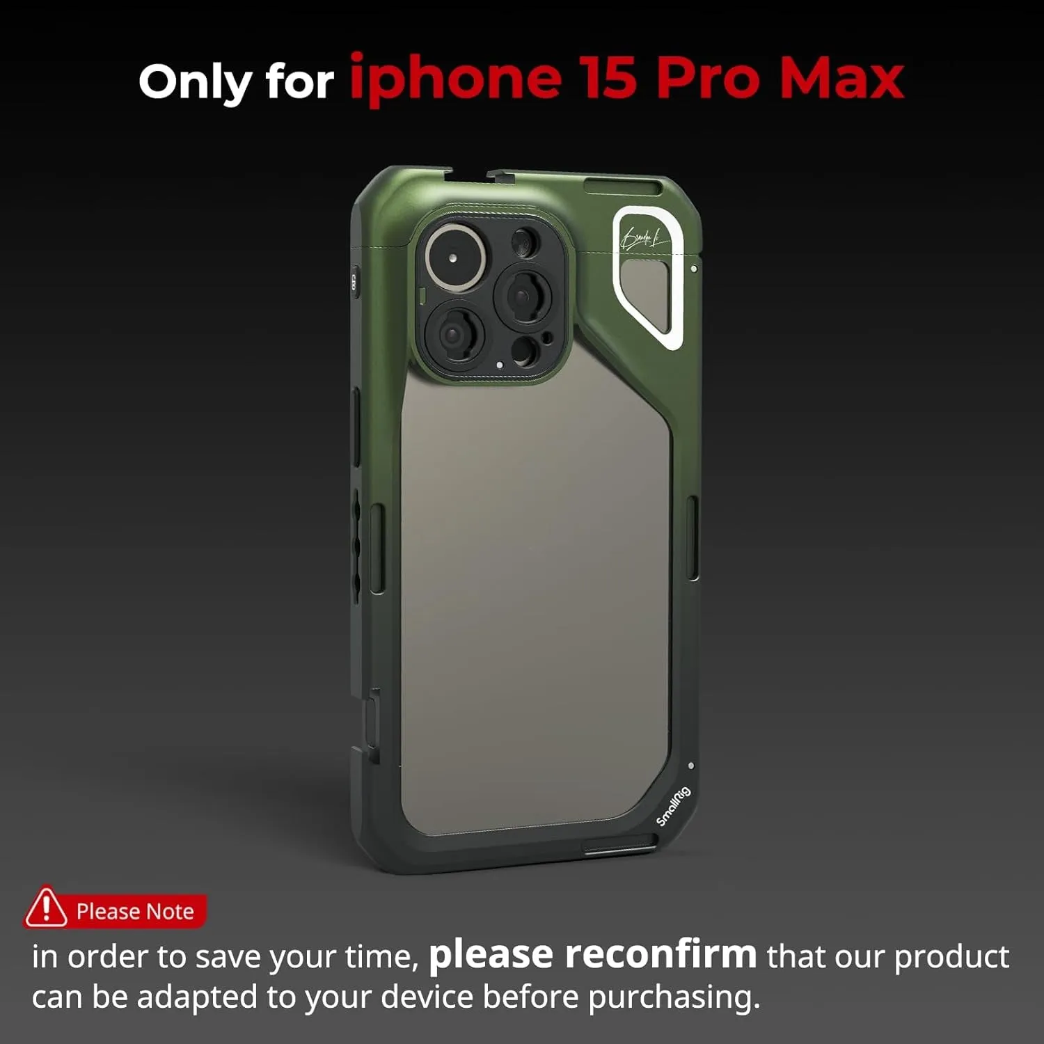 Brandon Li Mobile Video Cage for iPhone 15 Pro Max Co-design Edition, Aluminum Alloy Smartphone Video Cage Case for Videography/Video Recording/YouTube/Live Streaming/Vlog - 4473