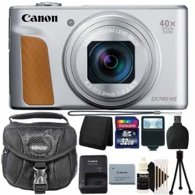 Canon PowerShot SX740 20.3MP 20.3MP HS Digital Camera Silver with 32G Card   Top Accessory Kit