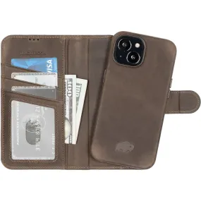 Carson iPhone 14 Plus Wallet Case, Distressed Coffee