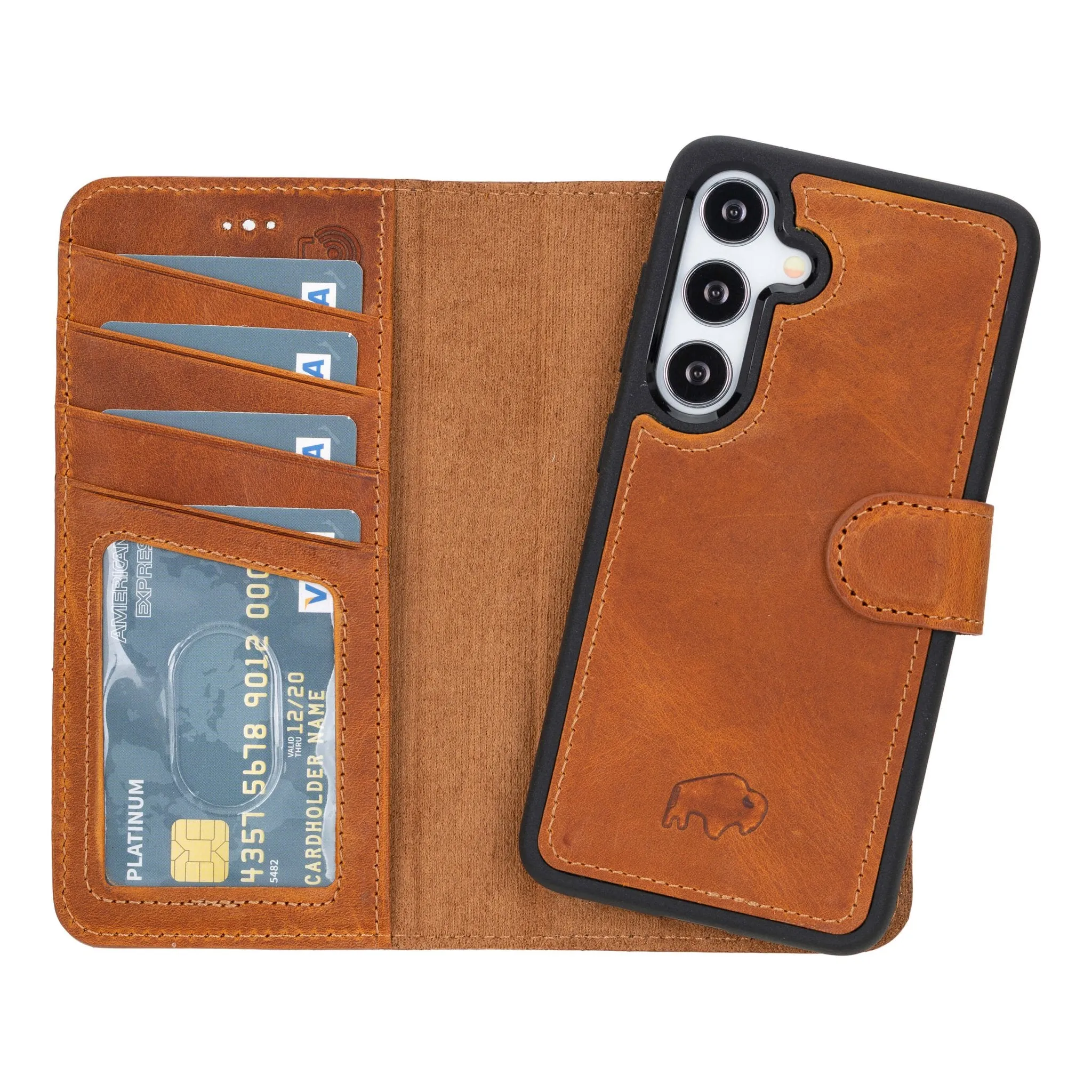 Carter Samsung Galaxy S24 Wallet Case, Golden Brown