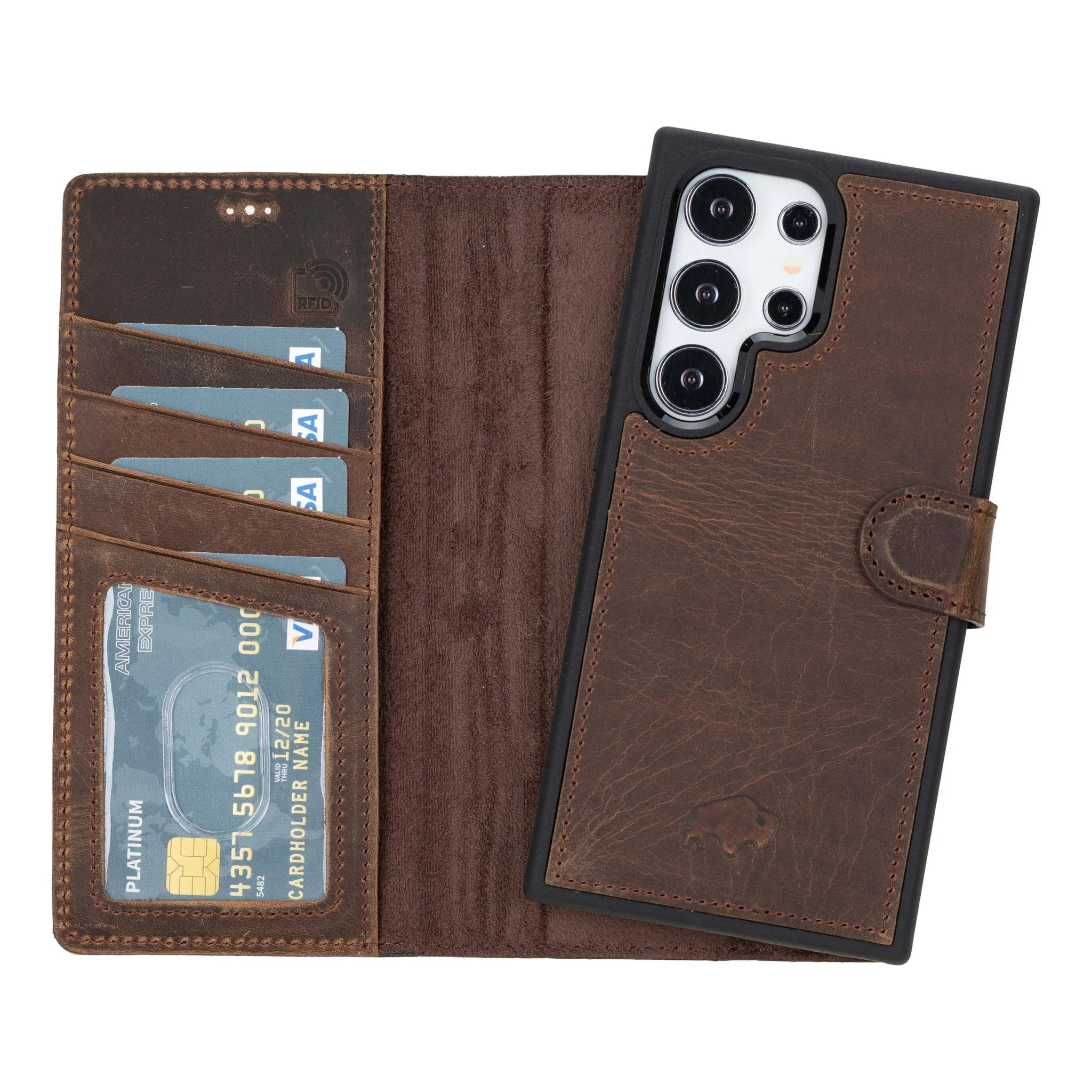 Carter Samsung Galaxy S25 Ultra Wallet Case, Distressed Coffee