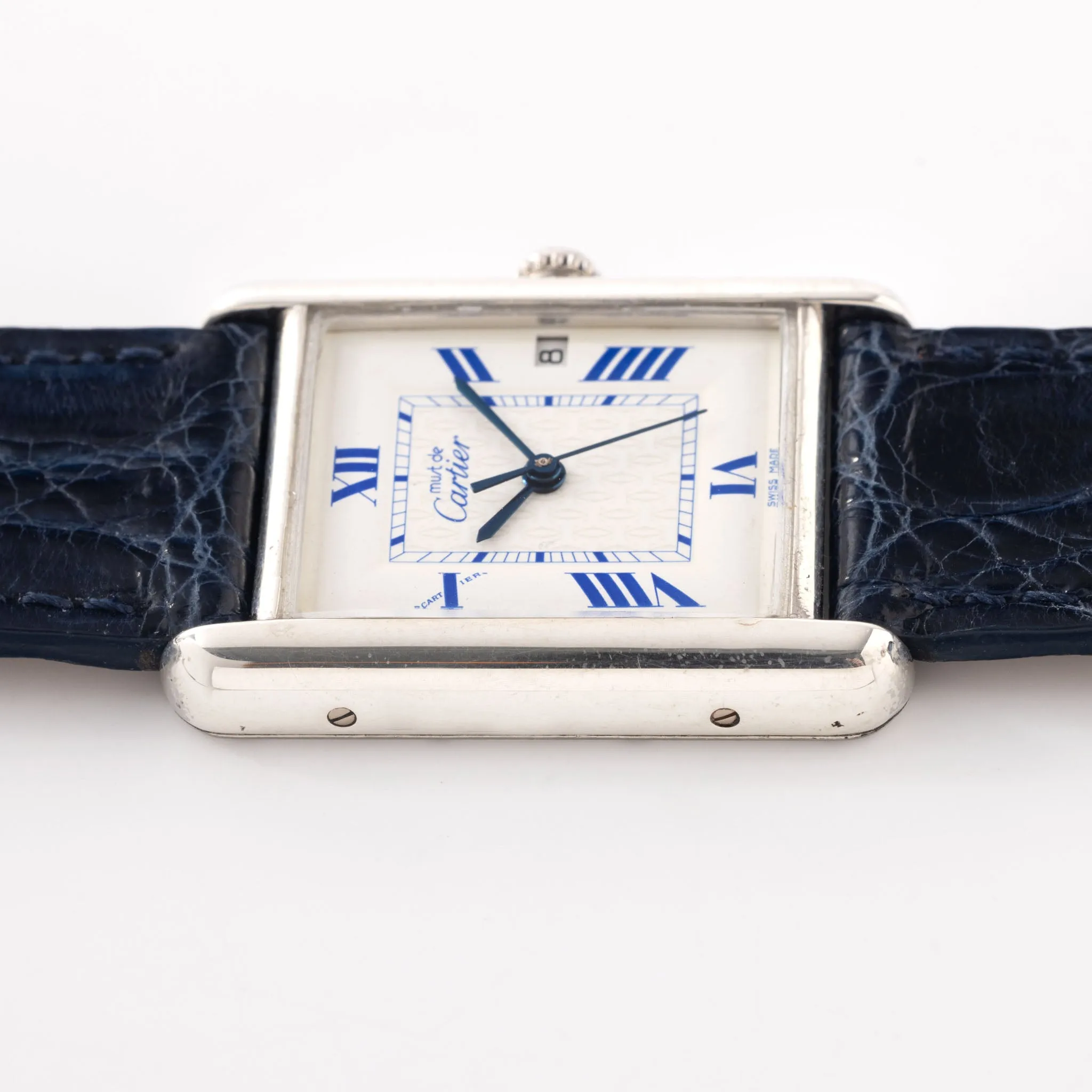 Cartier Tank Must de Cartier Blue Numerals Dial Silver Case Ref. 2414