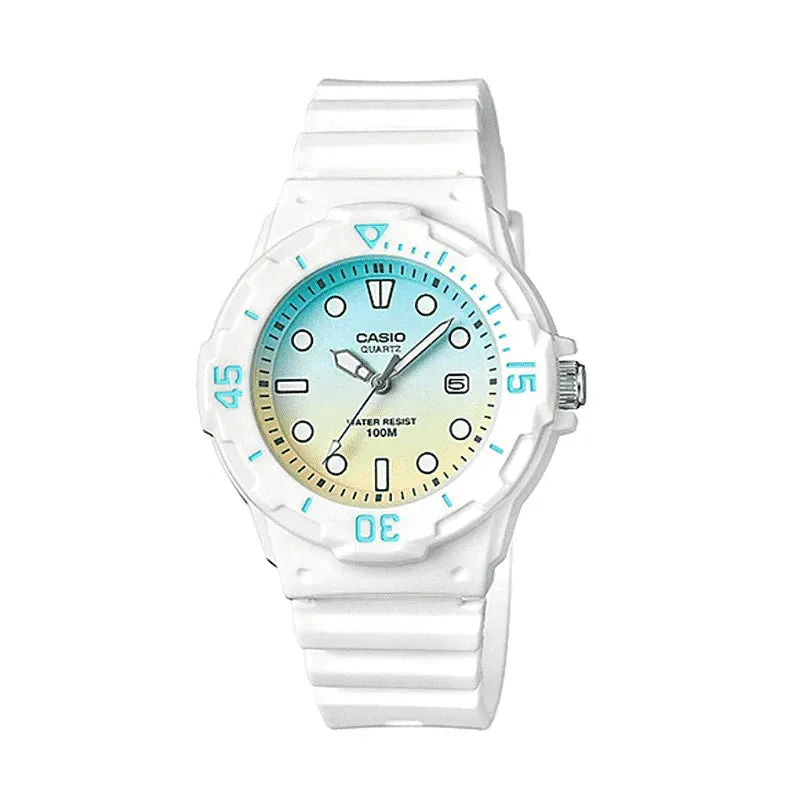 CASIO White Dial Resin Strap Watch #LRW-200H-2E2VDF