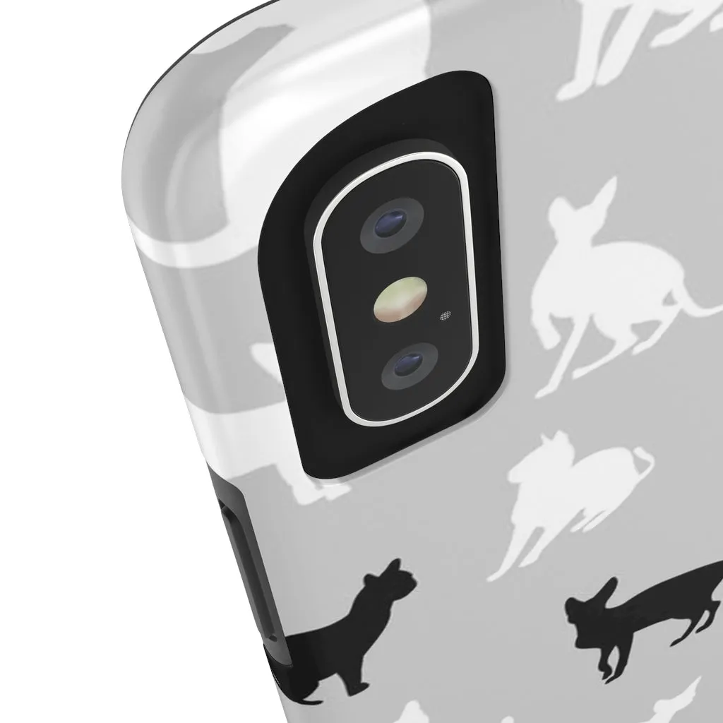 Cat Pattern iPhone Case, Black and White Cat Kitty Cute Case Mate Tough Phone Cases-Made in USA