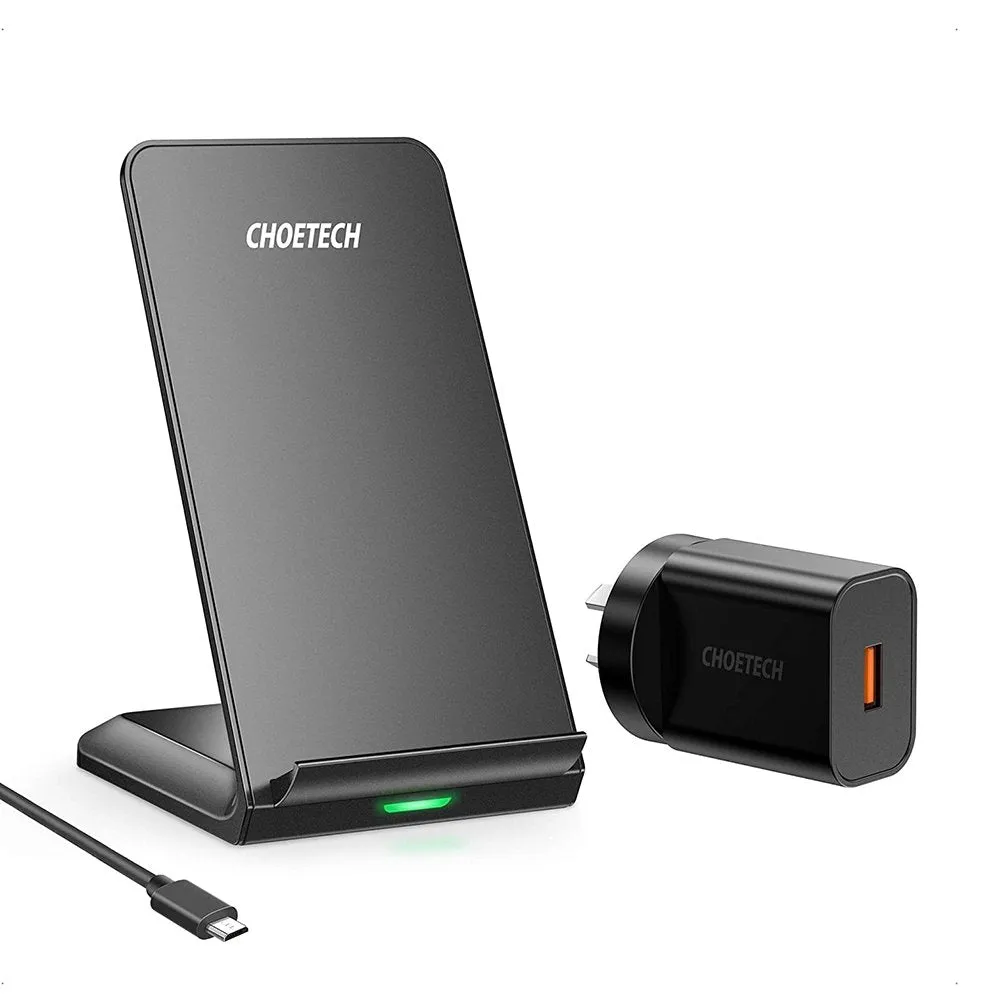 CHOETECH Wireless Charger Qi-Certified 10W Fast Charging Stand (with AC Adapter)