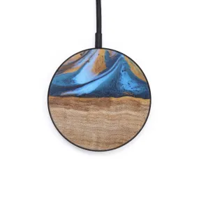 Circle Wood Resin Wireless Charger - Cliff (Teal & Gold, 606924)