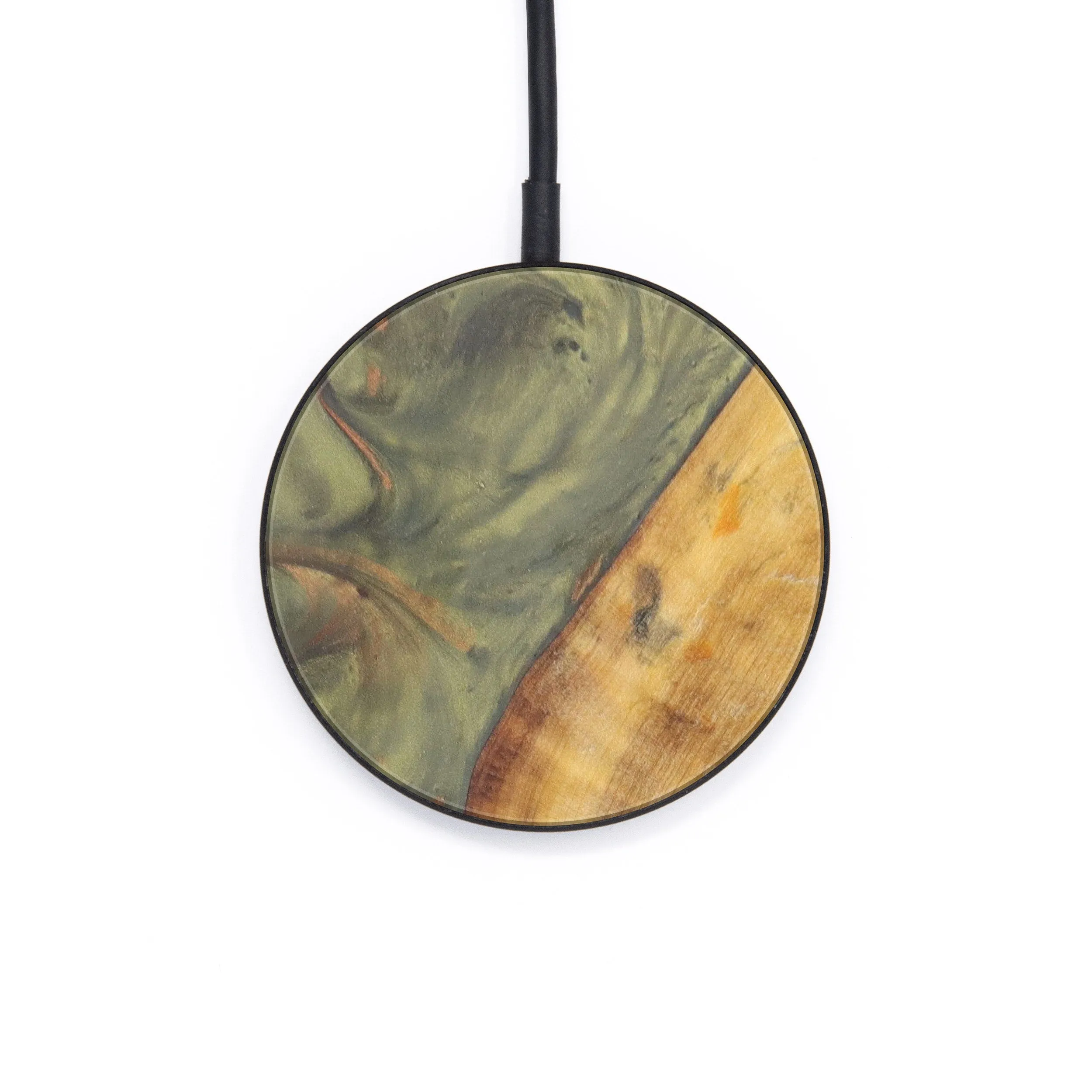 Circle Wood Resin Wireless Charger - Daleyza (Dark Green, 609760)