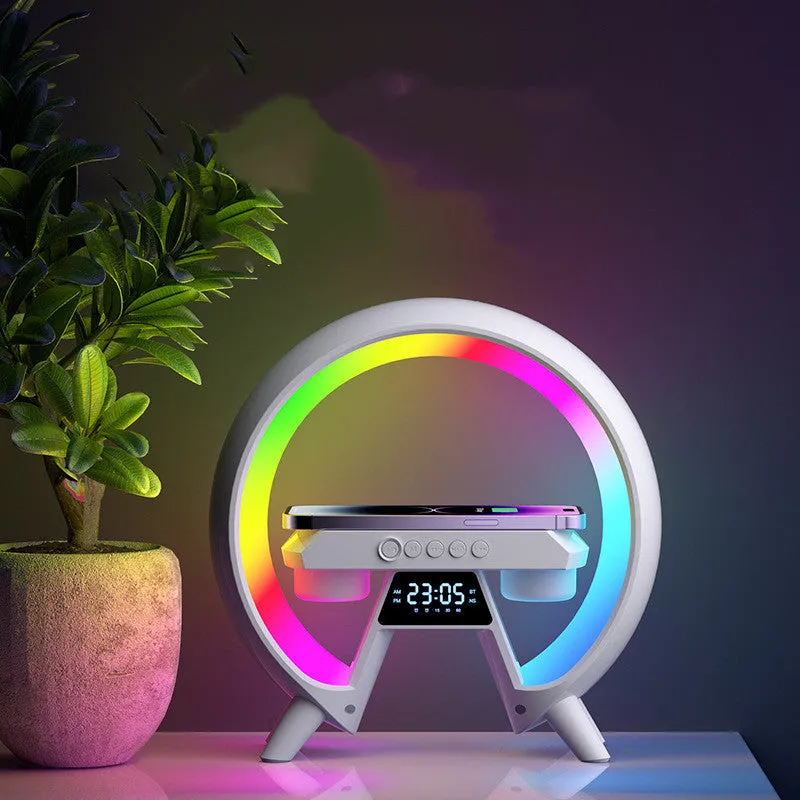 Colorful Bedside With Clock Light Speaker Wireless Charger