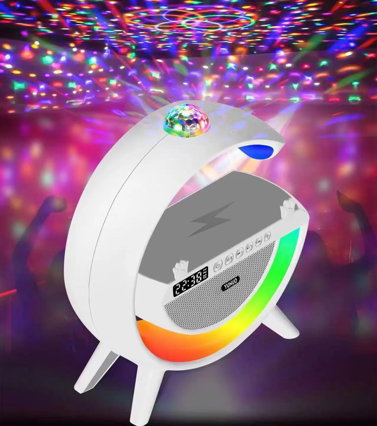 Colorful Disco Ball Wireless Speaker &  15w Wireless Charger