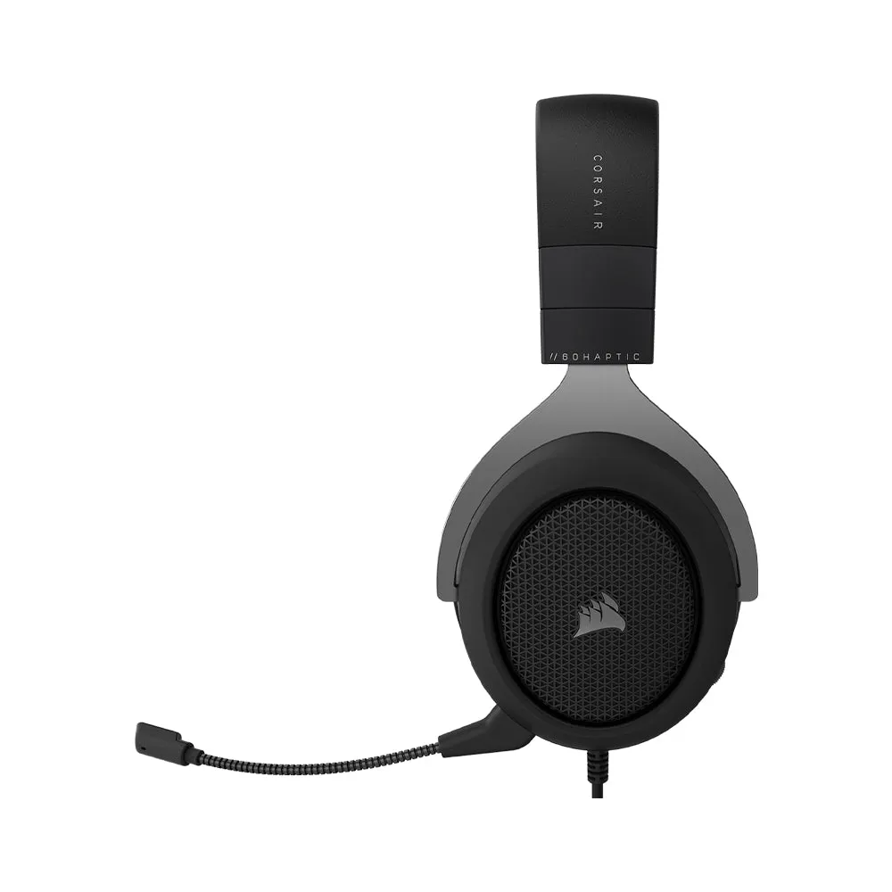 CORSAIR HS60 Haptic Wired USB Gaming Headphone with Taction Tactile Bass Technology, Detachable Unidirectional Microphone and On-Ear Controls for PC Laptop and Gaming Consoles (Carbon, Arctic Camo)