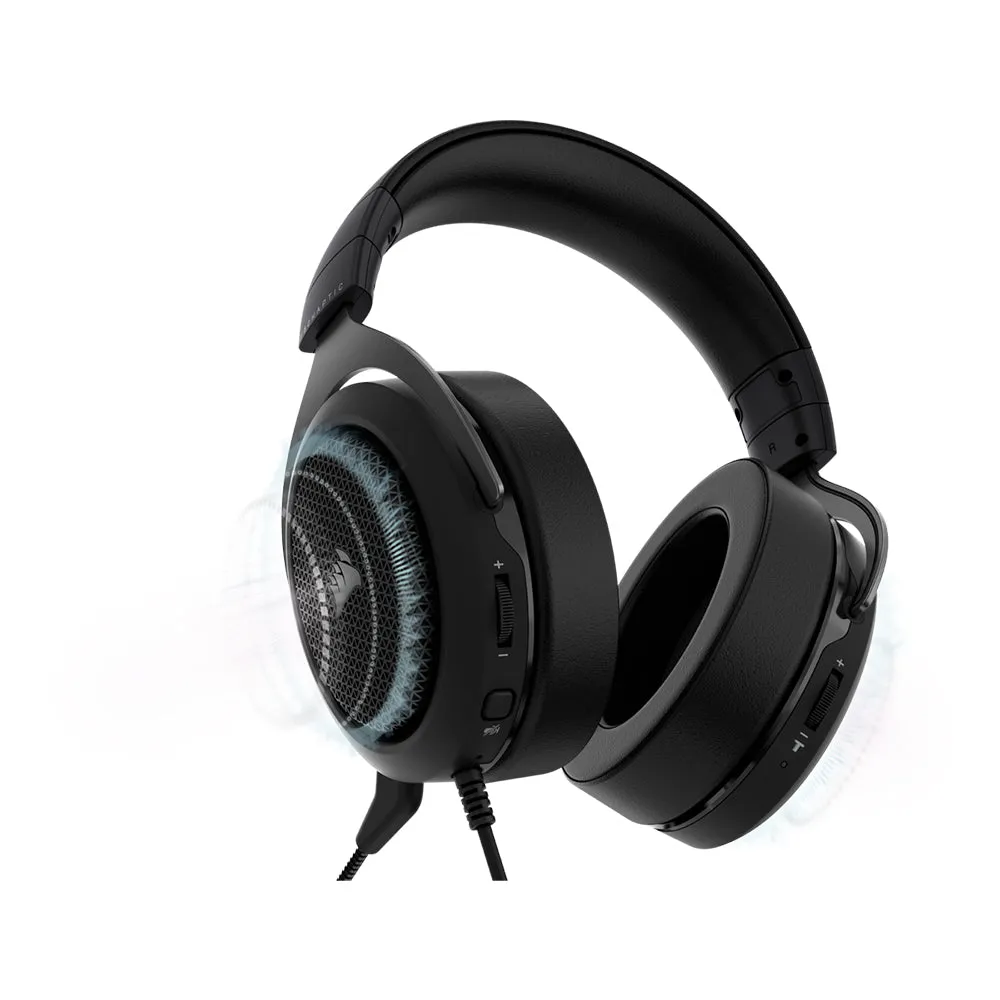 CORSAIR HS60 Haptic Wired USB Gaming Headphone with Taction Tactile Bass Technology, Detachable Unidirectional Microphone and On-Ear Controls for PC Laptop and Gaming Consoles (Carbon, Arctic Camo)