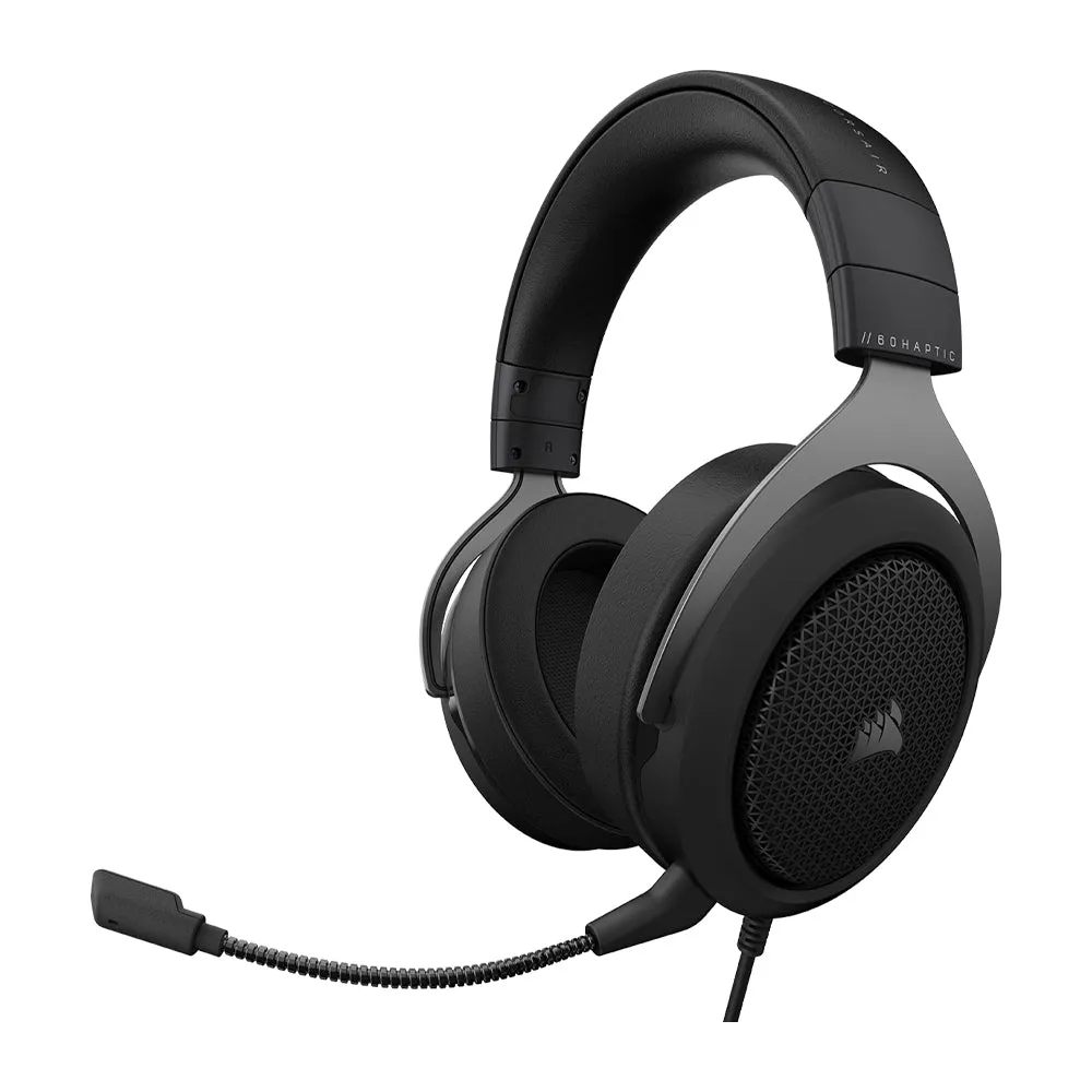 CORSAIR HS60 Haptic Wired USB Gaming Headphone with Taction Tactile Bass Technology, Detachable Unidirectional Microphone and On-Ear Controls for PC Laptop and Gaming Consoles (Carbon, Arctic Camo)