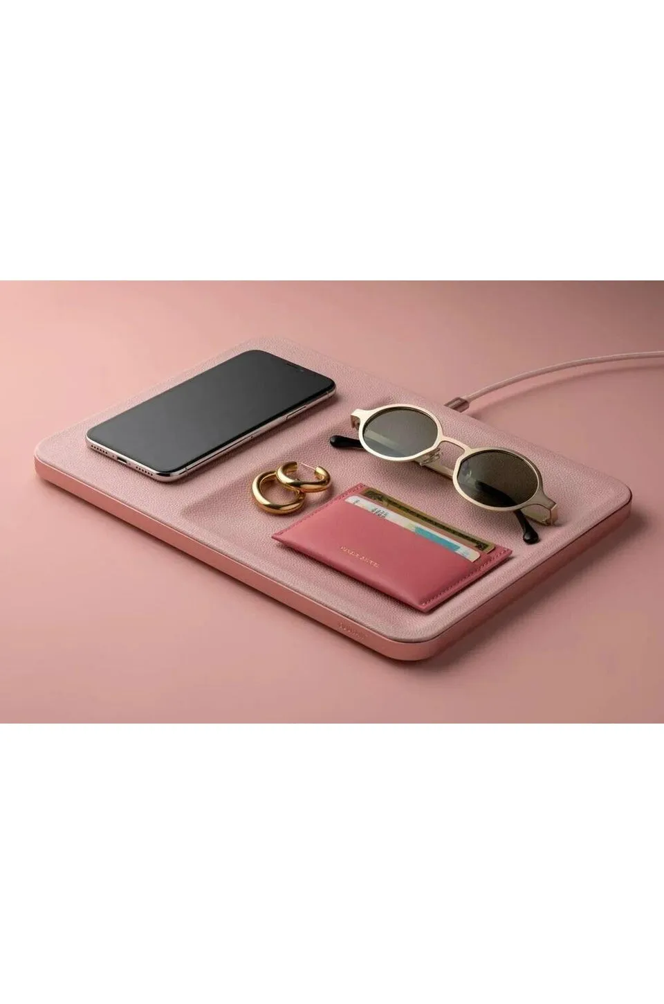 Courant Catch 3 Wireless Leather Charger in Dusty Rose