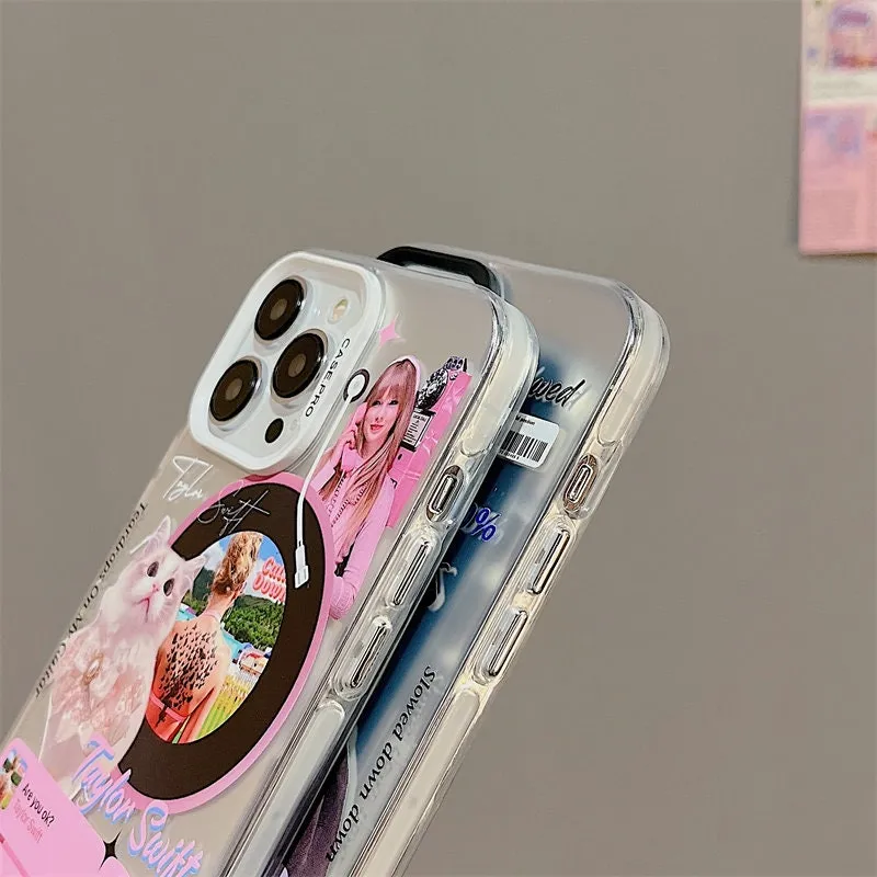 Cute Electroplating Silver Pet Dog Lover & Cat Lover CD Artbook Design Protective Shockproof iPhone Case for iPhone 11 12 13 14 Pro Max Case