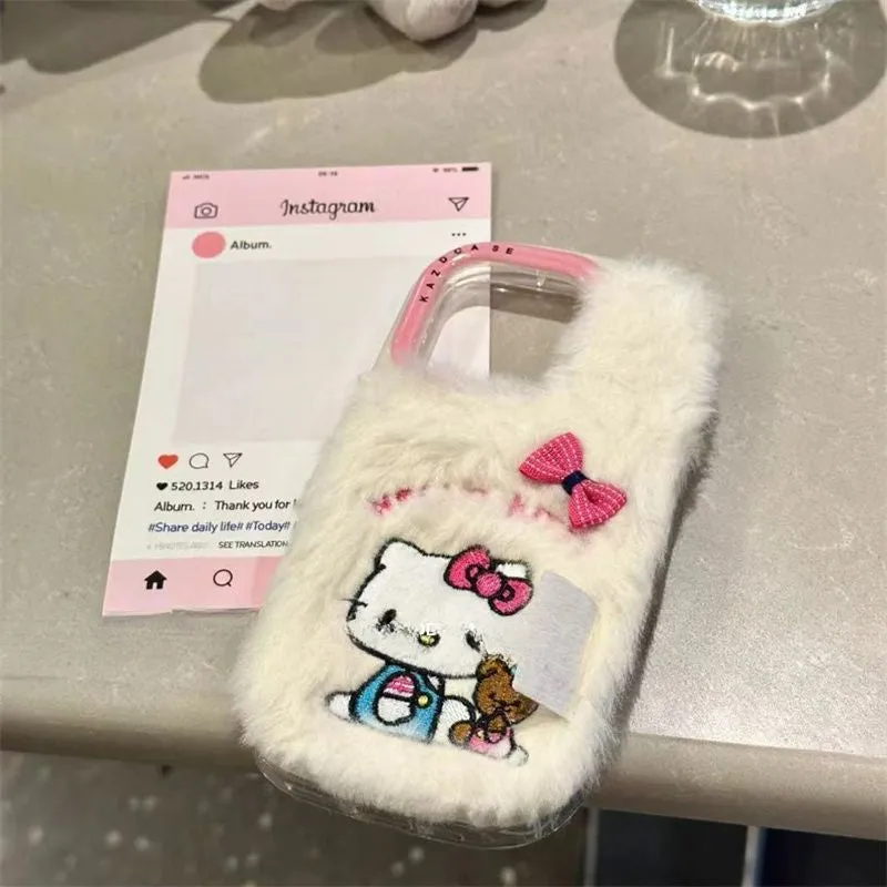 Cute Fuzzy Kitty Bow Phone Case KI665