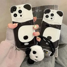 Cute Phone Cases for iPhone 15 Pro Max, 14, 13, 12, and 11 - Lovely Panda - Card Slot - TSP267