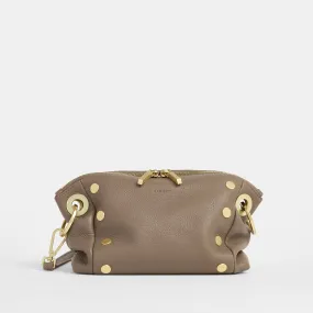 Daniel Crossbody Clutch | Sculpted Taupe/Brushed Gold | Sml