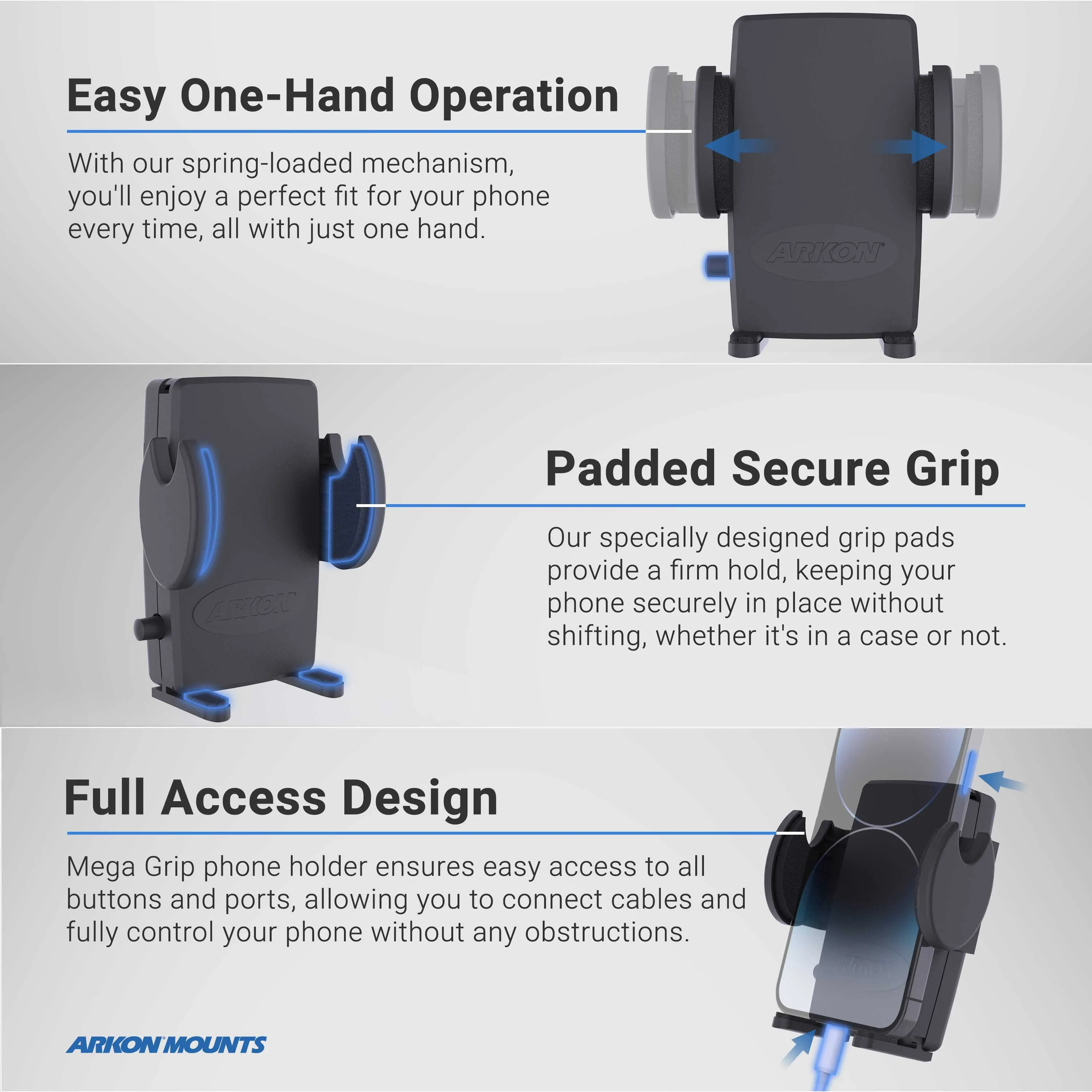 Drill-Base Mega Grip™ Phone Mount for iPhone, Galaxy, Note, and more