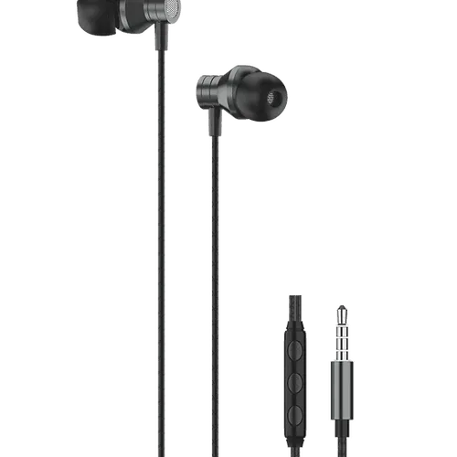 E- root Wired Earphones, Lightweight 3.5mm In-Ear Earbuds Headphones with Noise Isolation, Built-In Microphone, HD Sound Quality and Tangle-Free Cable, Black