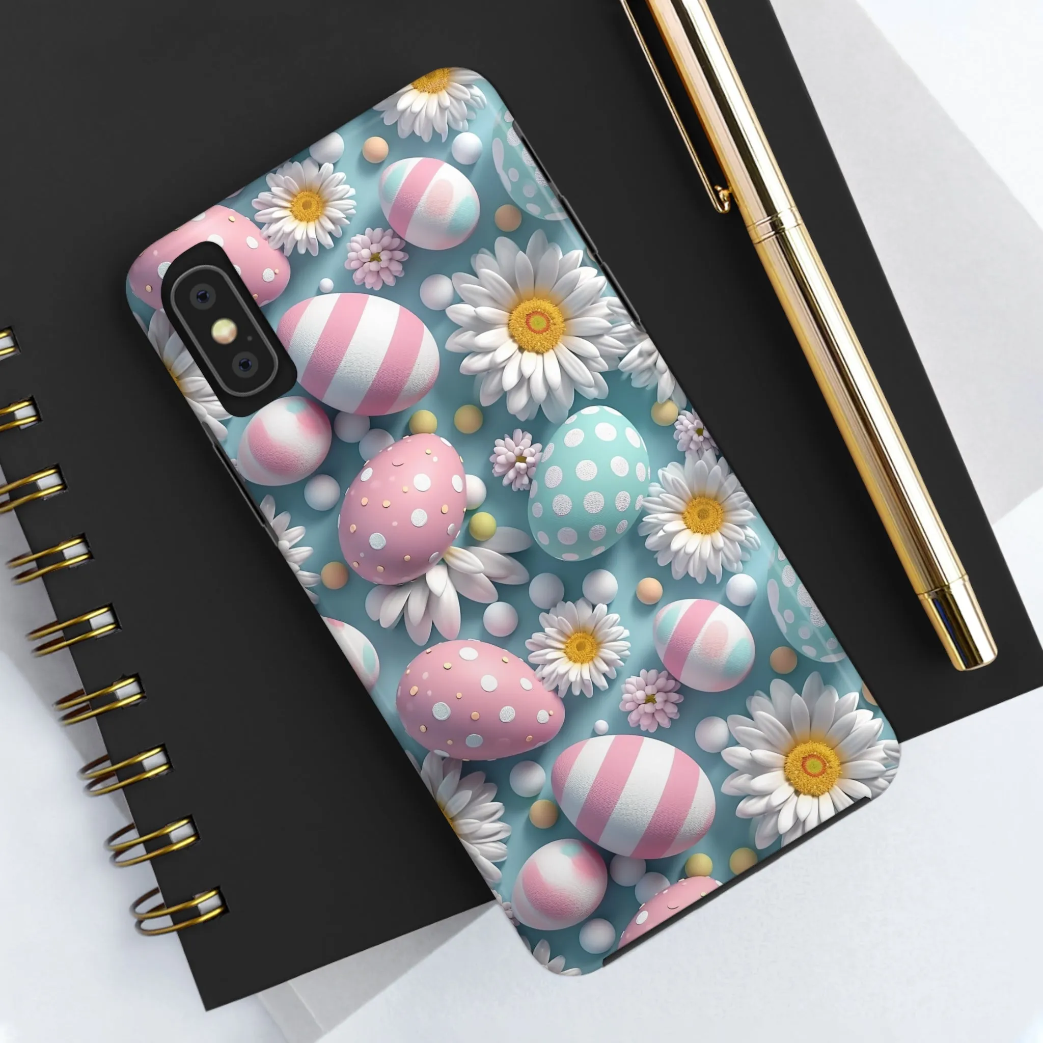 Easter Eggs and Daisies Digital print Design Tough Phone Case compatible with a large variety of iPhone models, Gift, Phone Case