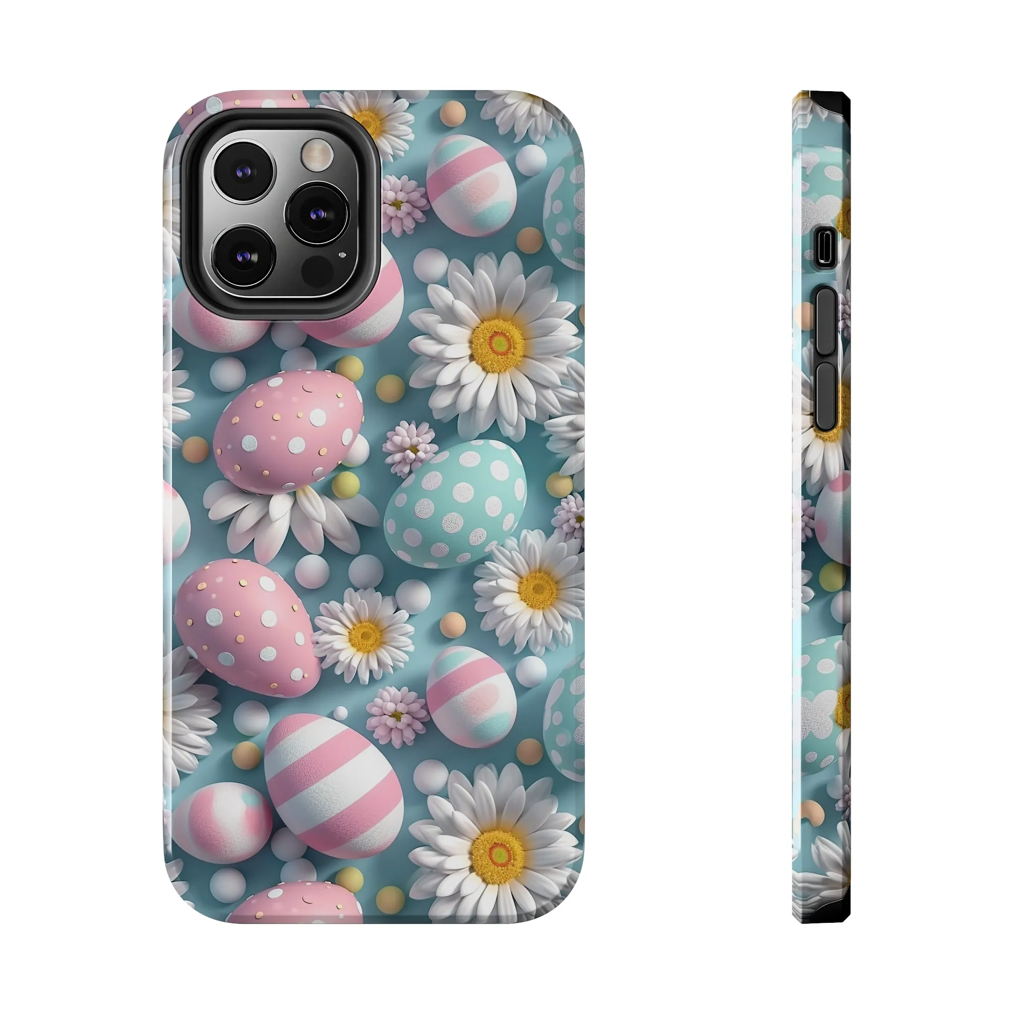 Easter Eggs and Daisies Digital print Design Tough Phone Case compatible with a large variety of iPhone models, Gift, Phone Case