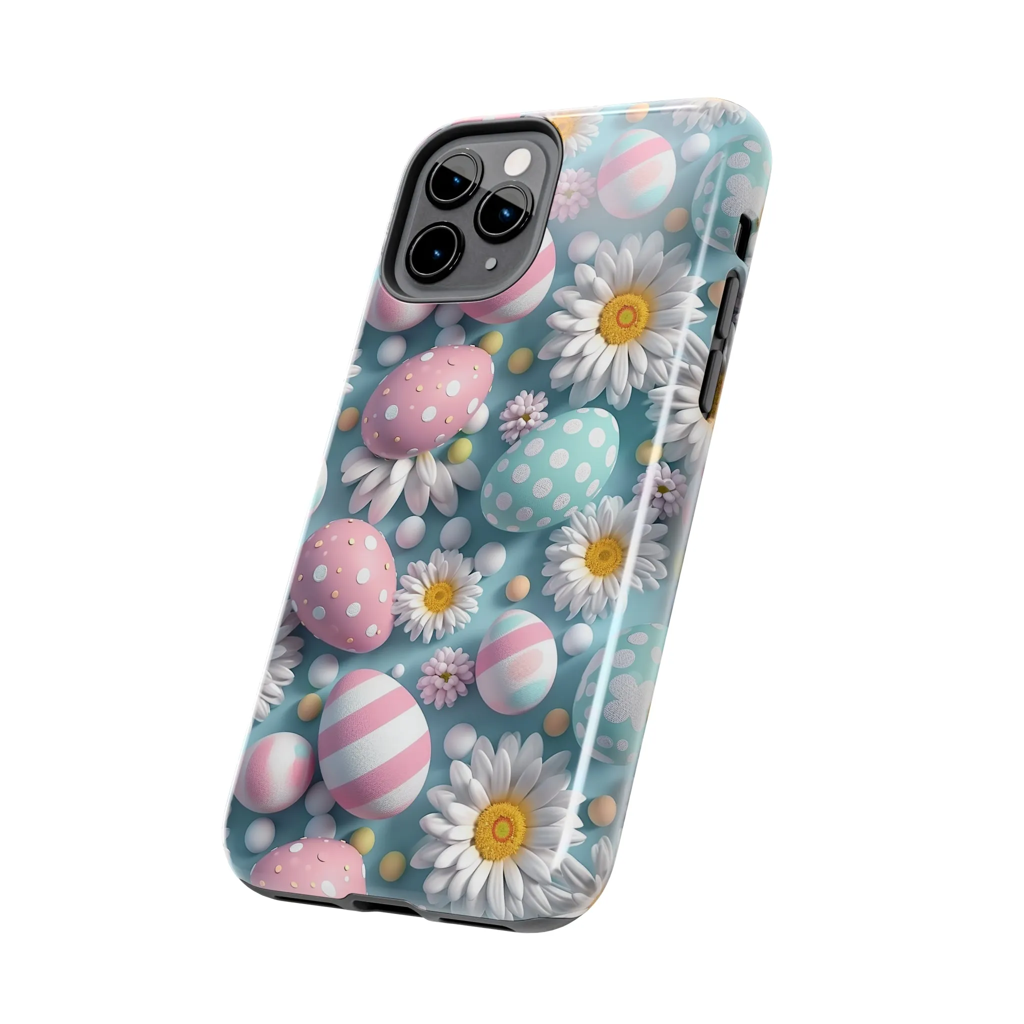 Easter Eggs and Daisies Digital print Design Tough Phone Case compatible with a large variety of iPhone models, Gift, Phone Case