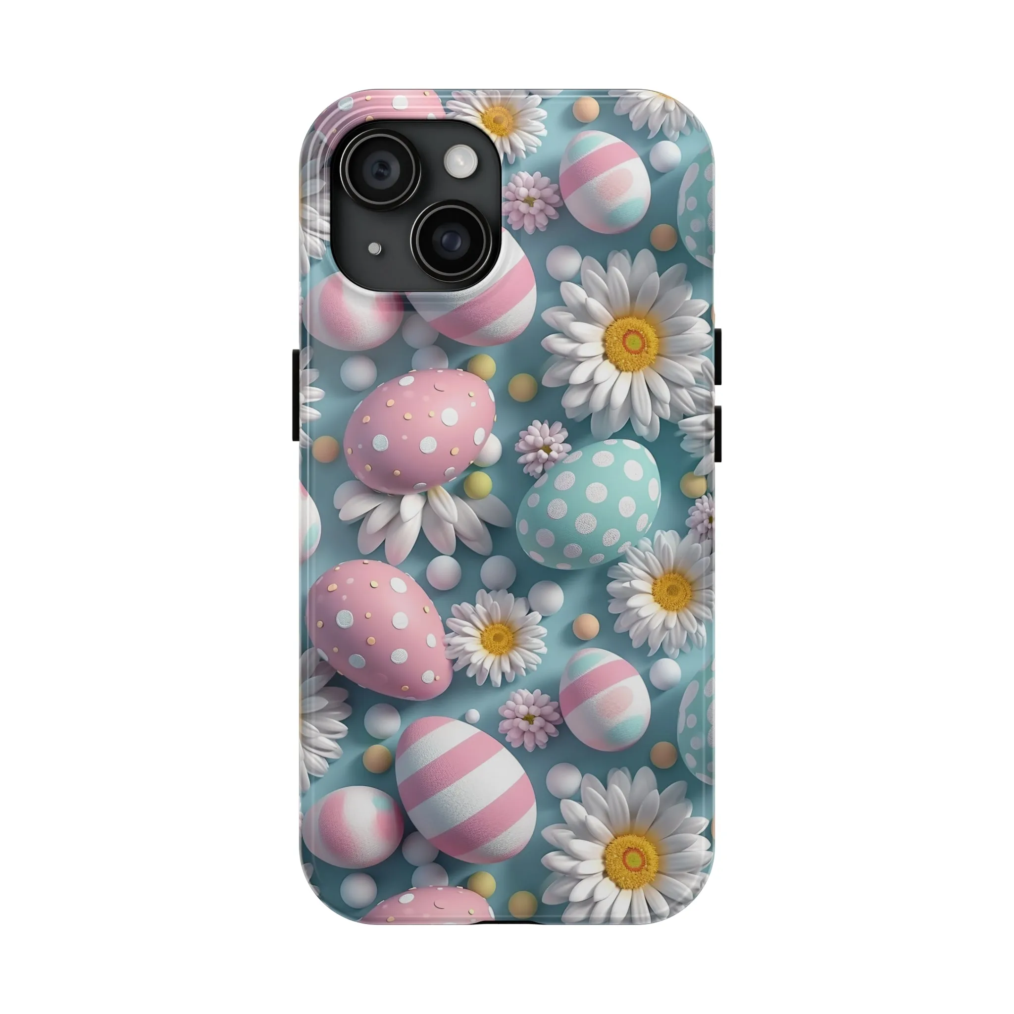 Easter Eggs and Daisies Digital print Design Tough Phone Case compatible with a large variety of iPhone models, Gift, Phone Case