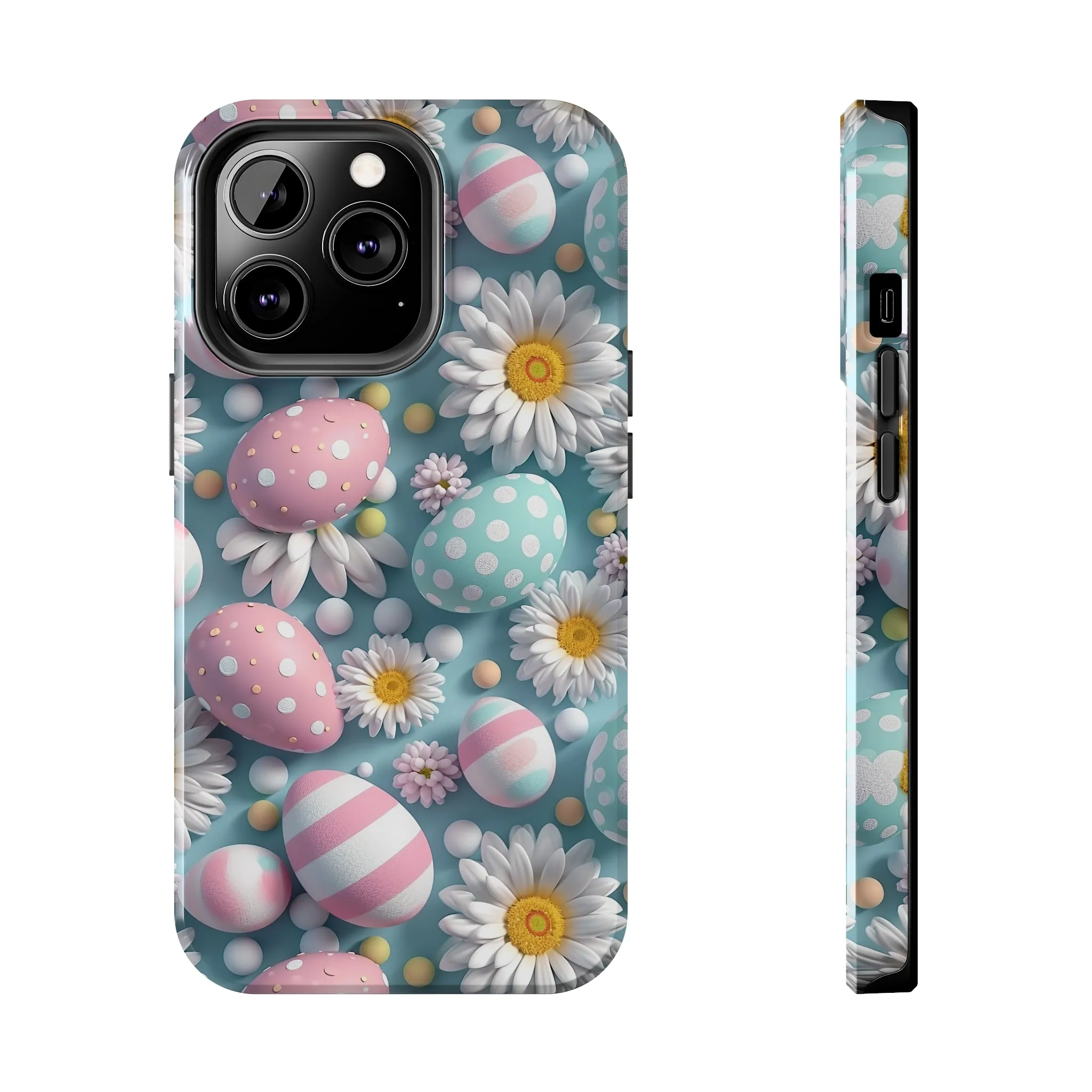 Easter Eggs and Daisies Digital print Design Tough Phone Case compatible with a large variety of iPhone models, Gift, Phone Case