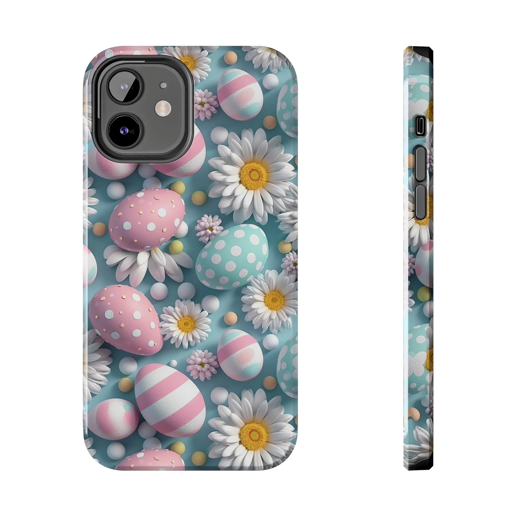 Easter Eggs and Daisies Digital print Design Tough Phone Case compatible with a large variety of iPhone models, Gift, Phone Case