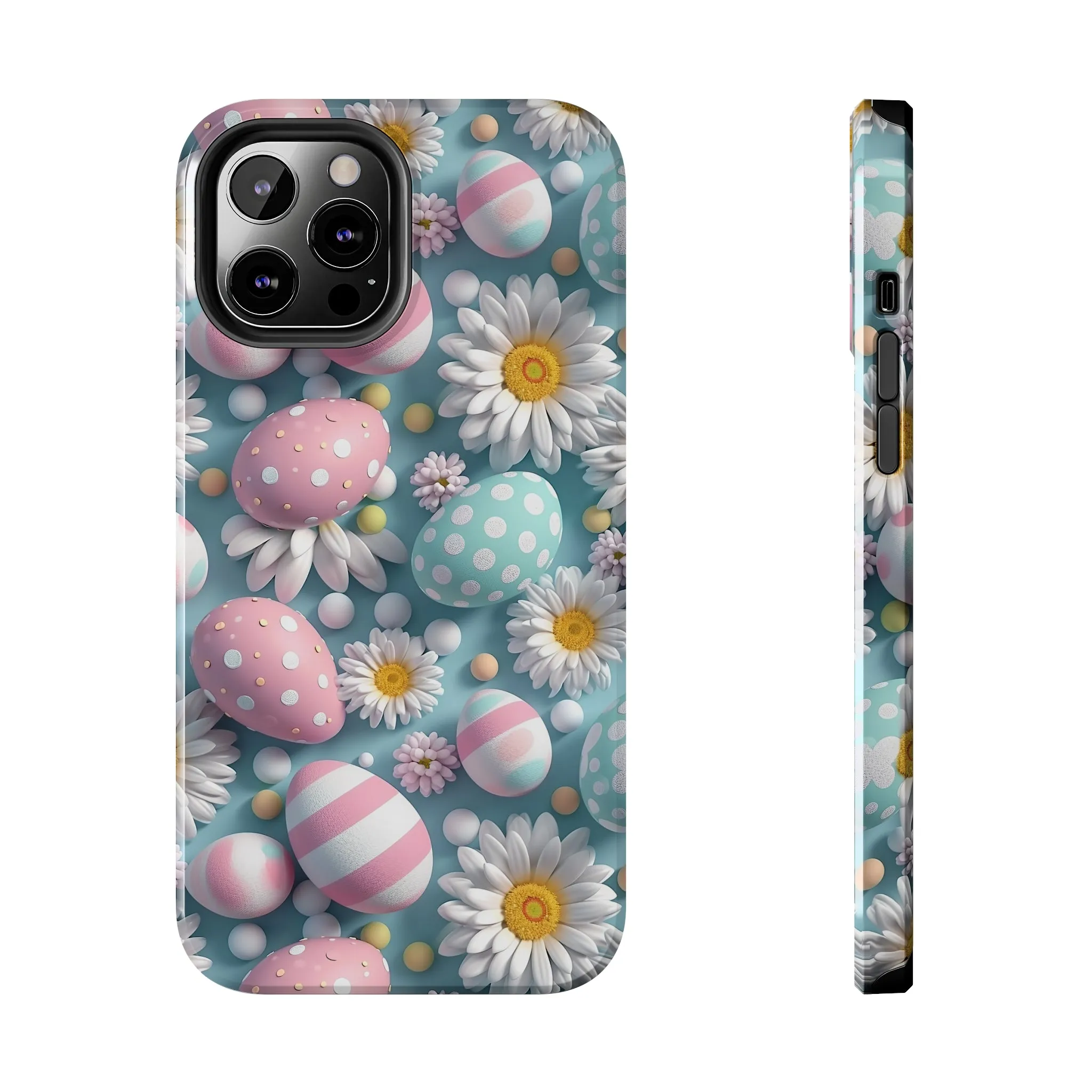 Easter Eggs and Daisies Digital print Design Tough Phone Case compatible with a large variety of iPhone models, Gift, Phone Case