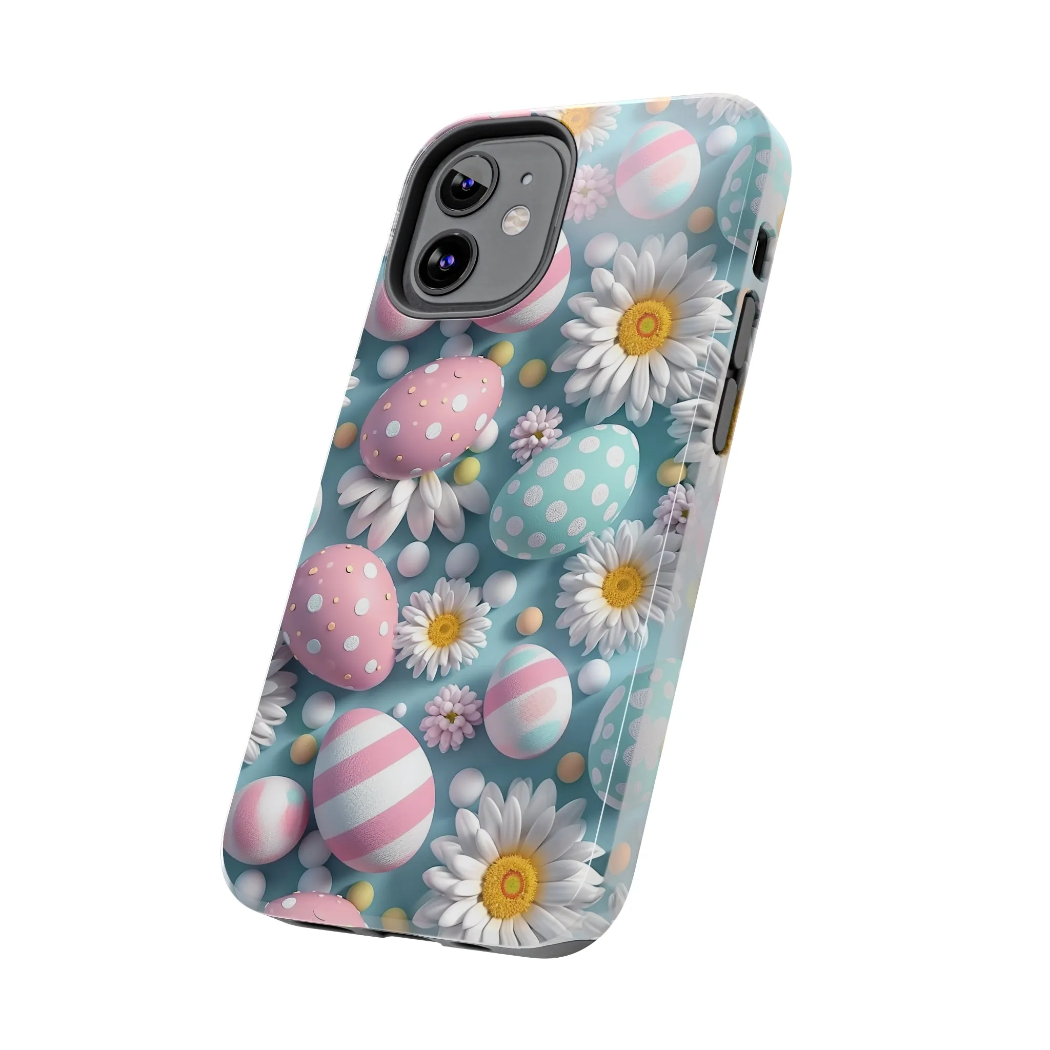 Easter Eggs and Daisies Digital print Design Tough Phone Case compatible with a large variety of iPhone models, Gift, Phone Case