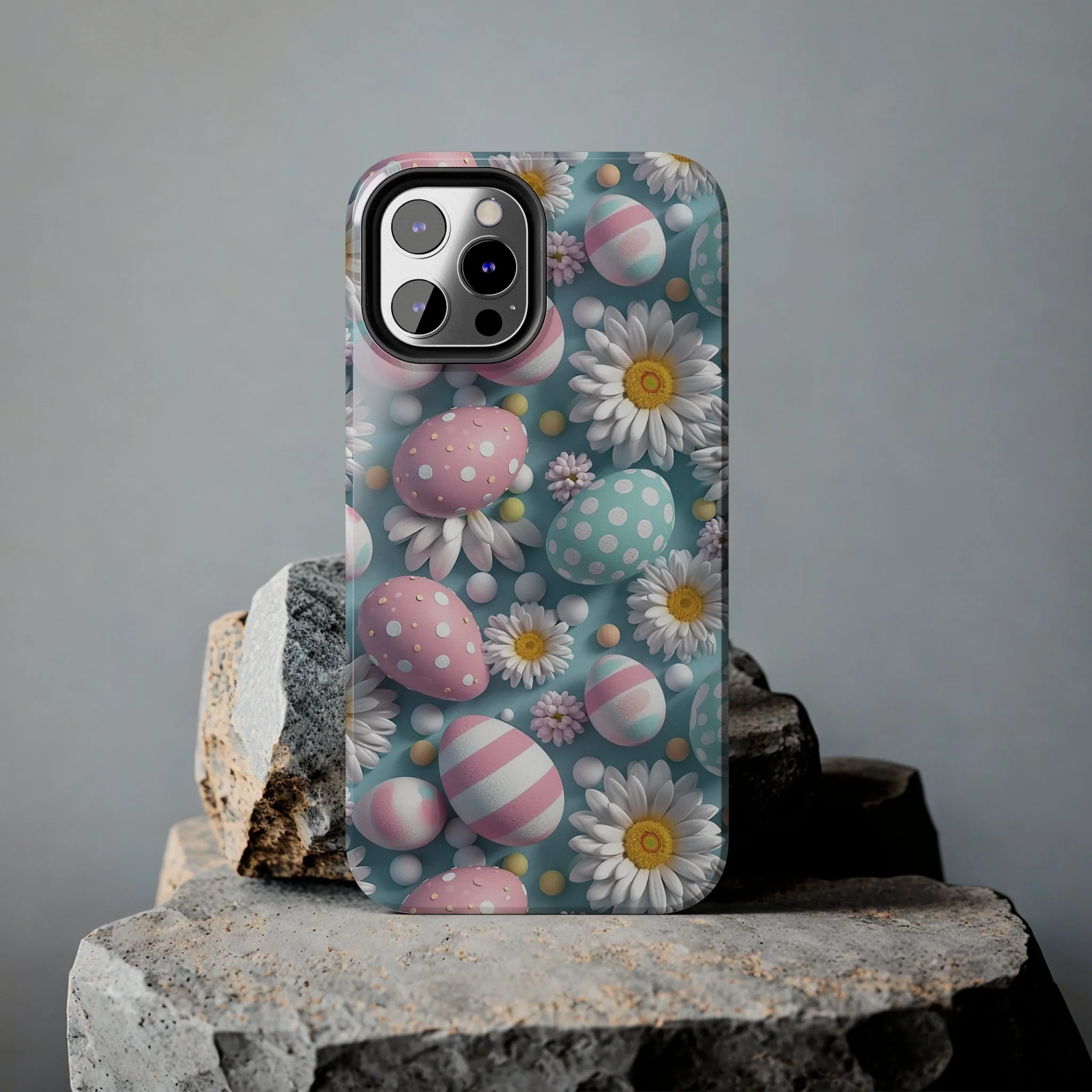 Easter Eggs and Daisies Digital print Design Tough Phone Case compatible with a large variety of iPhone models, Gift, Phone Case