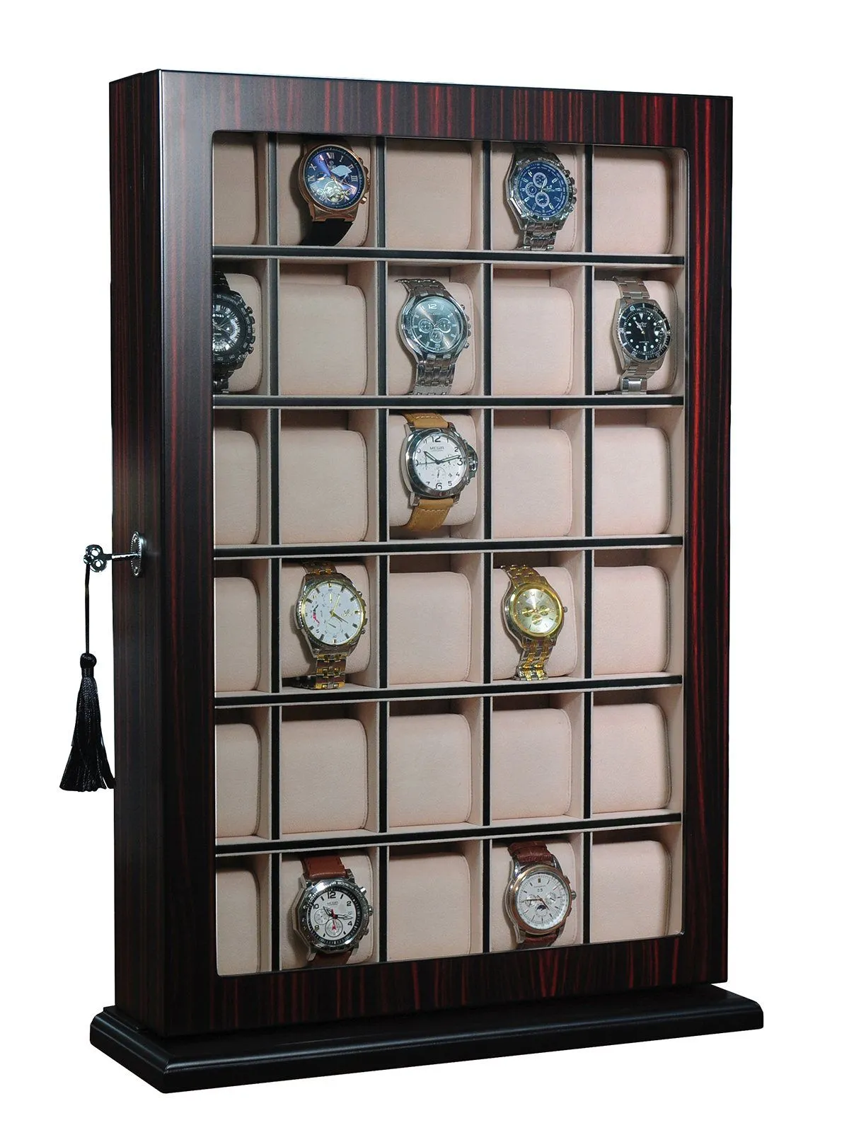 Ebony Wooden Watch Cabinet for 30 watches