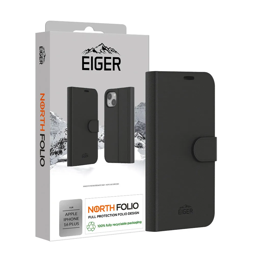 Eiger North Folio Case for Apple iPhone 16 Plus in Black