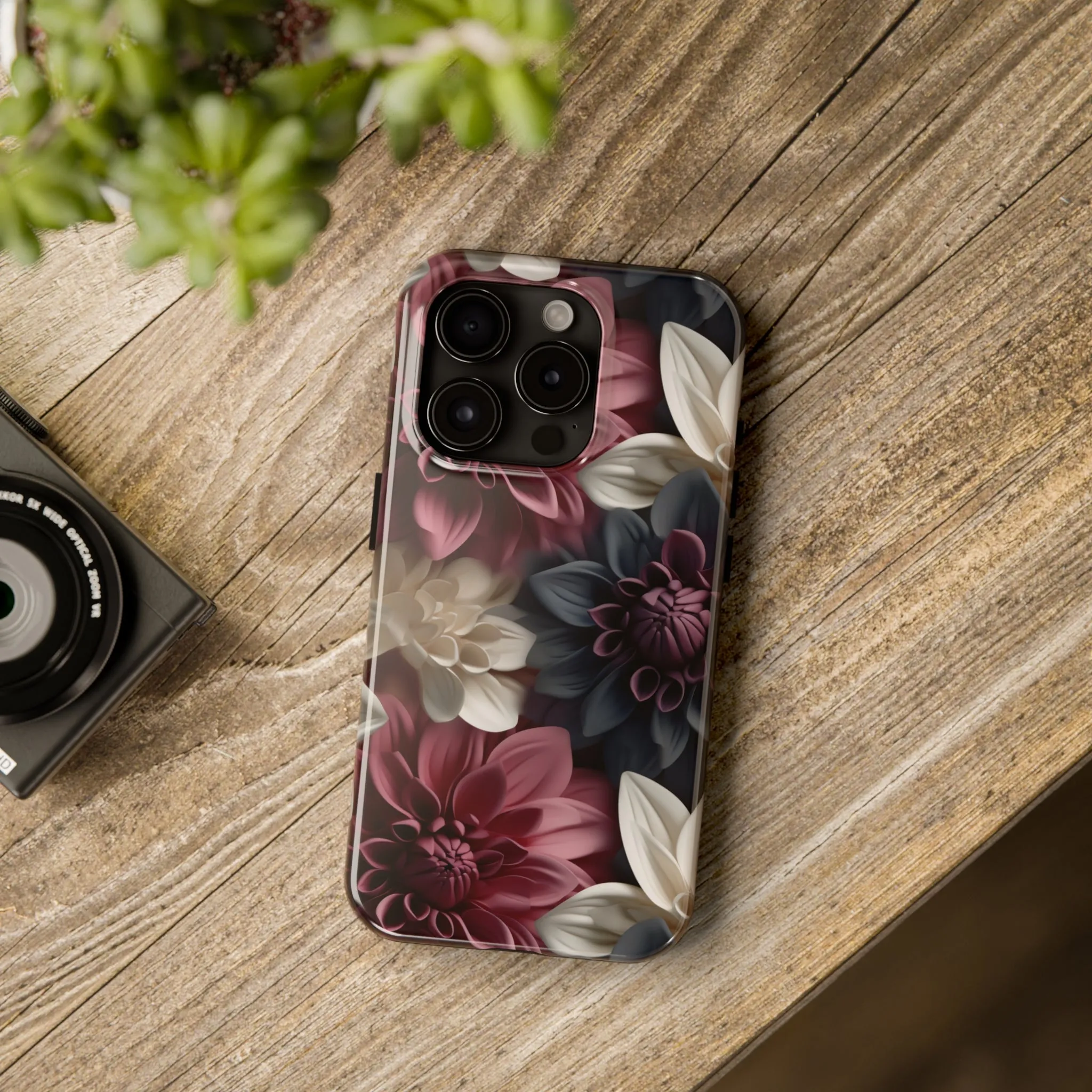 Elegant Dahlias design Tough Phone Case compatible with a large variety of iPhone models, Birthday Gift, Phone Case