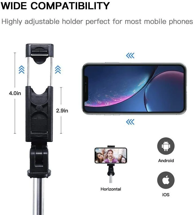 Extendable Selfie Stick Monopod Tripod Wireless Remote Shutter For Cell Phone