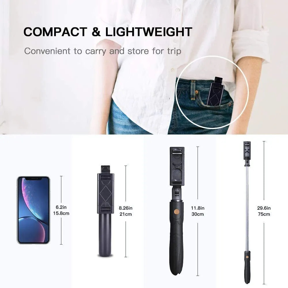 Extendable Selfie Stick Monopod Tripod Wireless Remote Shutter For Cell Phone