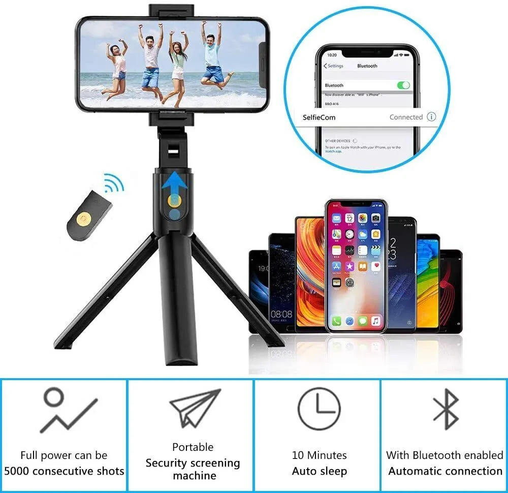 Extendable Selfie Stick Monopod Tripod Wireless Remote Shutter For Cell Phone