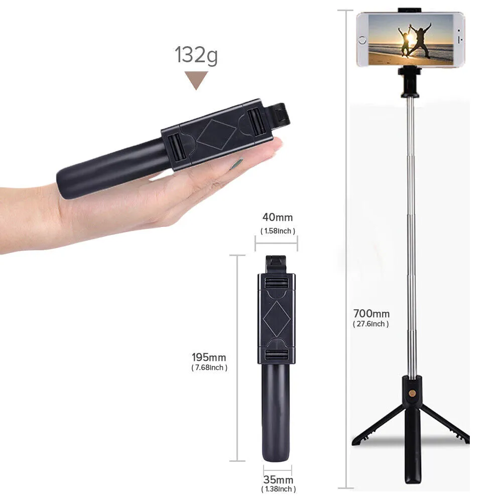 Extendable Selfie Stick Monopod Tripod Wireless Remote Shutter For Cell Phone