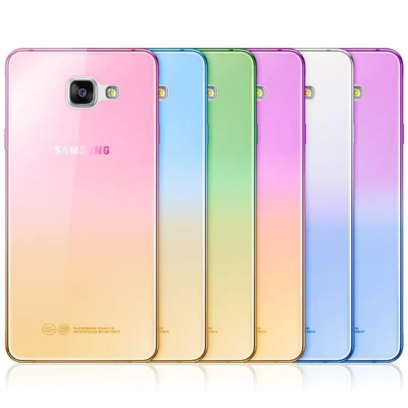 Fashion Soft TPU Gradient Color Back Cover Case for Samsung Galaxy A3 A5 A7 2016 J1 J3 J5 J7 S3 S4 S5 S6 S7 Edge Grand Prime