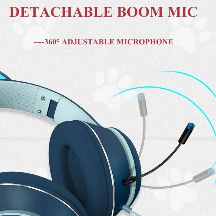 Feline Fantasy LED Gaming Headphones with Microphone - Foldable USB & 3.5mm Jack