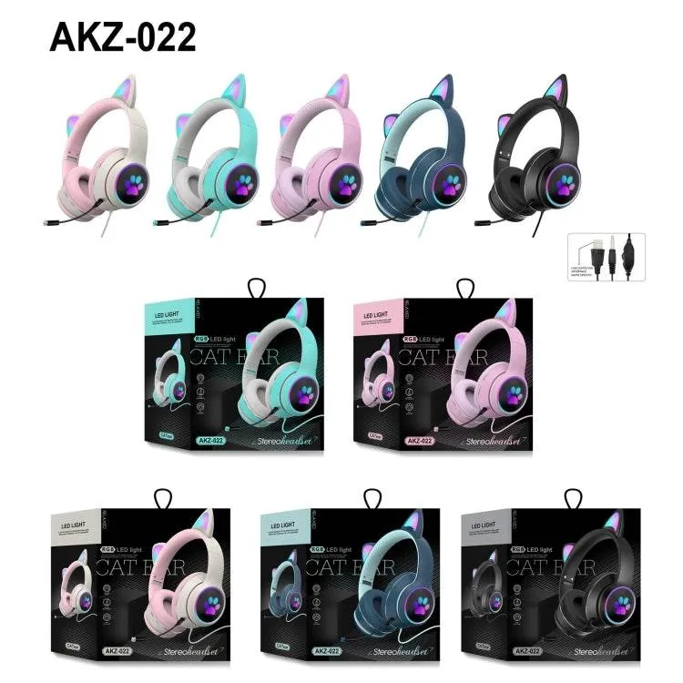 Feline Fantasy LED Gaming Headphones with Microphone - Foldable USB & 3.5mm Jack