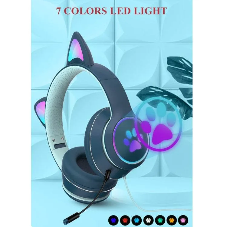 Feline Fantasy LED Gaming Headphones with Microphone - Foldable USB & 3.5mm Jack