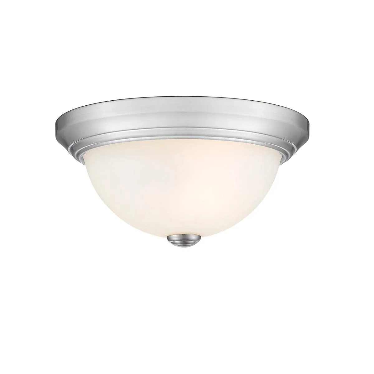 Flush Mount Fixture - Brushed Nickel - Etched White Glass - 11in. Diameter - E26 Medium Base