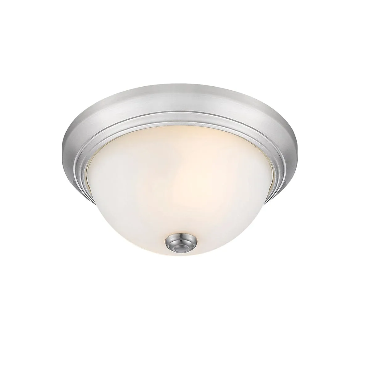 Flush Mount Fixture - Brushed Nickel - Etched White Glass - 11in. Diameter - E26 Medium Base