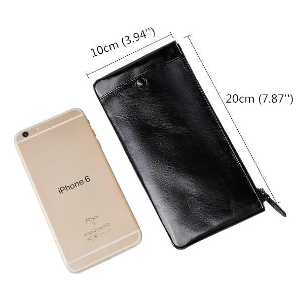 Genuine Leather Zipper Long Wallet Purse Card Holder 5.5'' Phone Case For Iphone Huawei Samsung