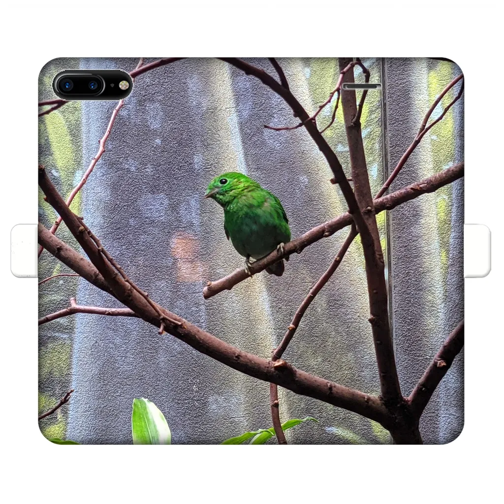 Green Bird Fully Printed Wallet Cases