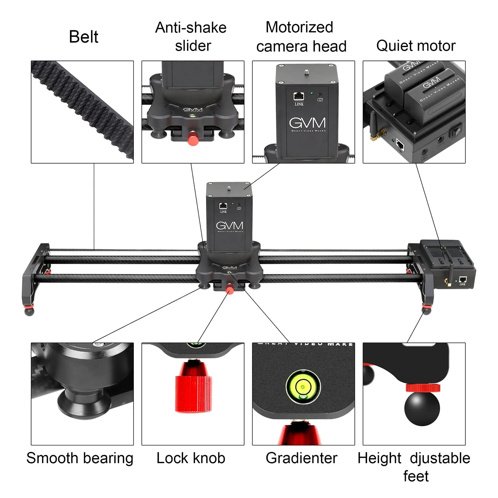 GVM-2D Professional Wireless Video Carbon Fiber Motorized Camera Slider