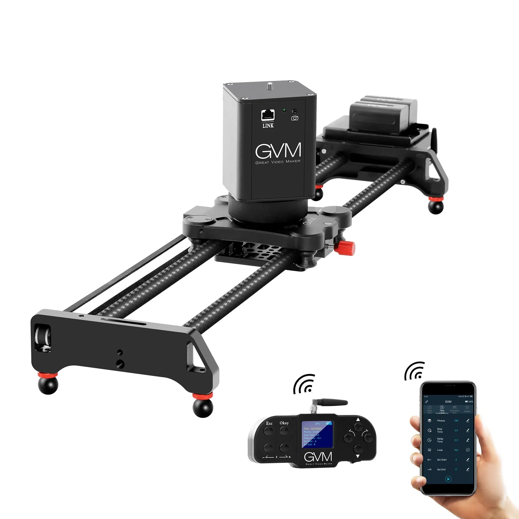 GVM-2D Professional Wireless Video Carbon Fiber Motorized Camera Slider