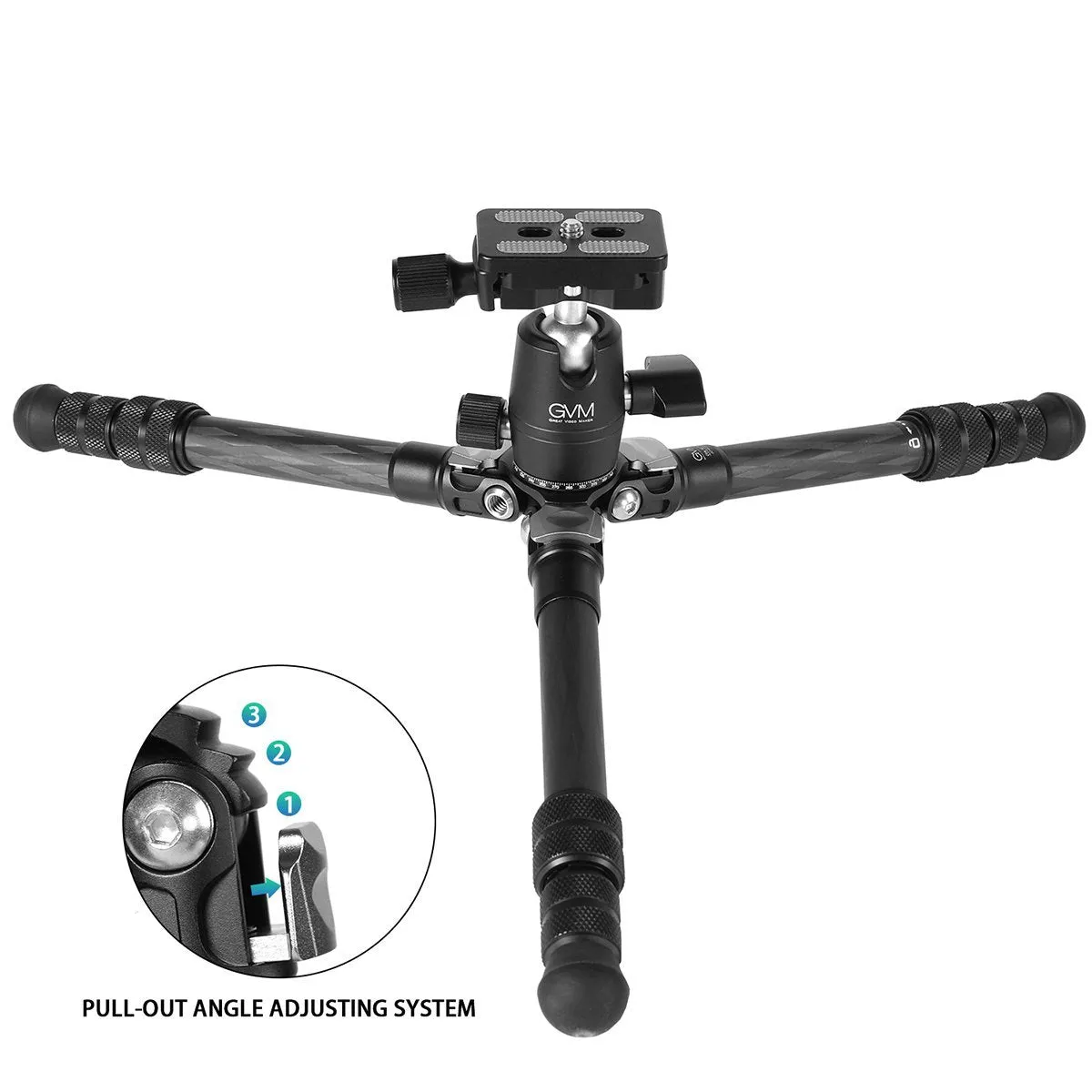 GVM JJ-G265 Carbon Fiber Camera Tabletop Mini Tripod